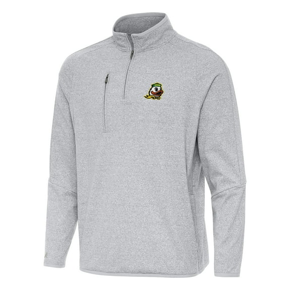 Men's Antigua Heather Gray Oregon Ducks Certain Quarter-Zip Tri-Blend Sweatshirt