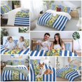 thumbnail image 6 of Blue Stripes Lemon Bedding 3 Piece Duvet Cover Set Queen Size, Spring Fruit Flowers Leaves Line Soft Microfiber Comforter Cover with Zipper Closure & Pillowcases, Wrinkle & FadeResistant Quilt Cover, 6 of 9