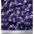 thumbnail image 2 of Soimoi Poly Georgette Fabric Paper Boat,Fish & Starfish Ocean Print Sewing Fabric Yard 52 Inch Wide, 2 of 3
