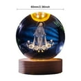 thumbnail image 2 of Pequeña bola de cristal 3D decorativa con Base de madera, carga USB, bola de cristal LED, luz nocturna, bola de cristal iluminada para decoración de dormitorio, 2 of 9