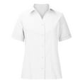 thumbnail image 6 of Women Casual T-Shirt Solid Short Sleeve Turndown Collar Buttons Cardigan Blouse Tops, 6 of 9