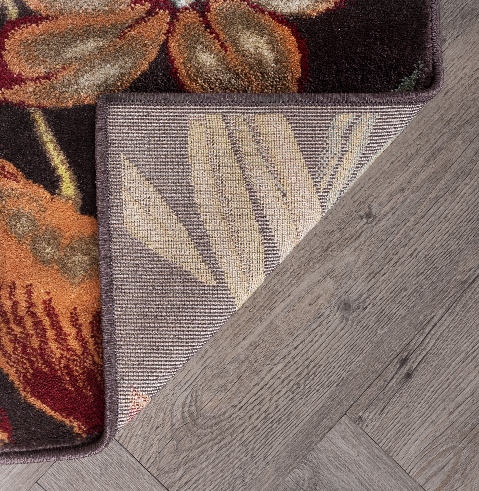 Transitional 5x8 Area Rug (5'3'' x 7'3'') Floral Brown, Creamy Ivory Living Room Easy to Clean