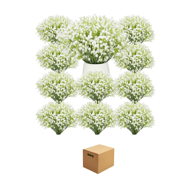 80pcs Flores Gypsophila Artificiales Para Ramo De Decoración Belug Blanco