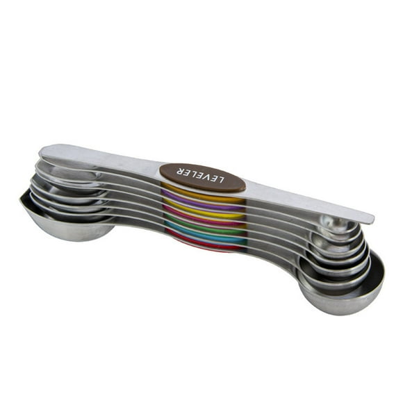 Culinary Precision: Magnetic Measuring Spoons, Dual Purpose For Liquids And Drys, Stainless Steel Build, Nestable Design, Drawer Organizer, 8-Piece Set