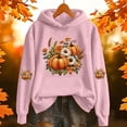 thumbnail image 2 of HCYSFG Womens Halloween Hoodies Pumpkin Floral Print Long Sleeve Hooded Sweatshirt Banded Loose Fit Casual Pullover Top, 2 of 4