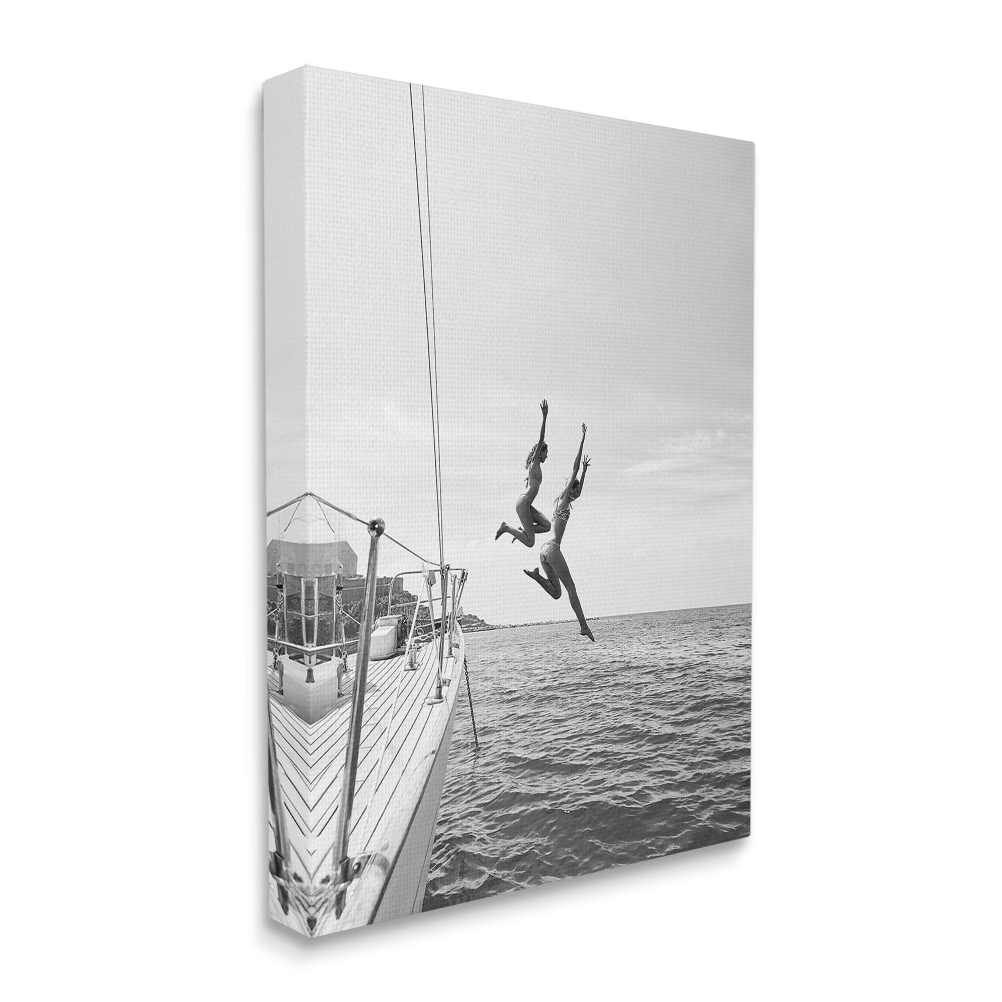 Stupell Industries People Diving from Boat Transportation Photography Gallery Wrapped Canvas Art Print Wall Art, 24 x 30