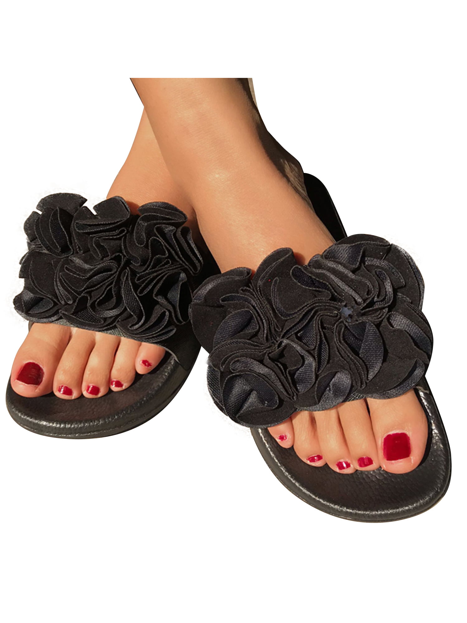 Summer Women Comfy Platform Plain Sandal Slippers Retro Flip Flop Mules Shoes US 