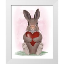 Fab Funky 12x14 White Modern Wood Framed Museum Art Print Titled - Bunny Heart Hug