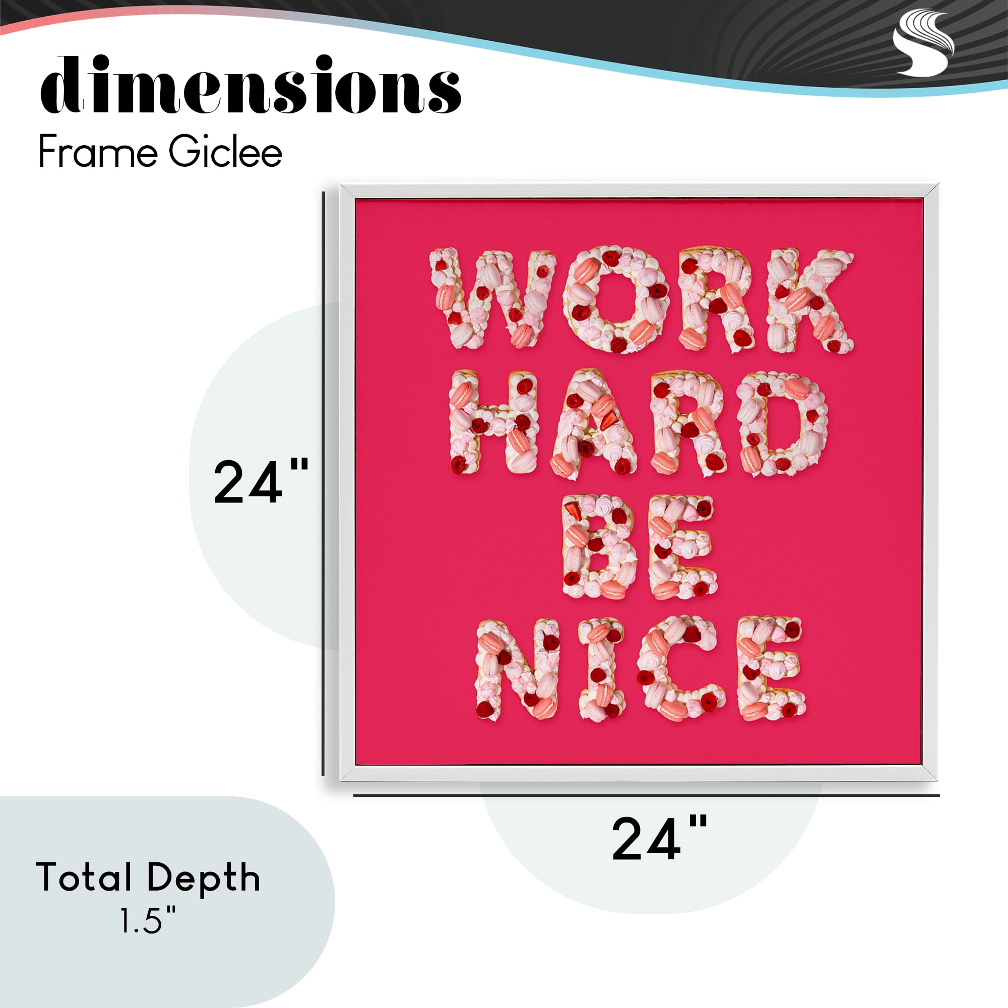 Work Hard Be Nice White Framed Giclee Art, design by LISH Creative