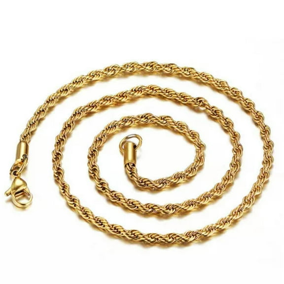 3mm Silver/Gold Rope Chain Stainless Steel Metal Necklace Jewelry for Men Women