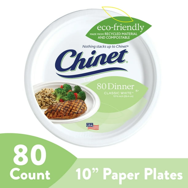 Classic White Paper Dinner Plates, 10 3/8”, 80 Count Walmart