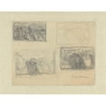 thumbnail image 2 of Umberto Boccioni 18x15 Black Ornate Wood Framed Double Matted Museum Art Print Titled - Sheet of Studies (1910), 2 of 5