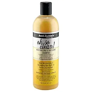 Aunt Jackie's Curls and Coils Oh So Clean Deep Moisturizing and Softening Hair Shampoo for Natural Curls, Coils and Waves, Enriched shea Butter, 16 oz