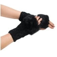 thumbnail image 2 of WonderWiz Winter Fingerless Gloves Knit Long Sleeve Mitten Gloves Wrist Warmer with Thumb Hole for Women Faux Fur Black One Size, 2 of 2