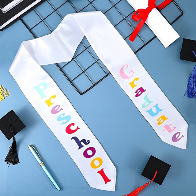 YAOBAMM Kid Graduation Stole Graduation Stole Cartoon Non slip Printed Angled End Clothing Matching Kindergarten Graduation Sash