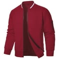 thumbnail image 1 of pstuiky hombres de manga larga, Chaqueta de manga larga con cuello alto y cremallera de color liso para hombre Tops de hombre m, 1 of 4