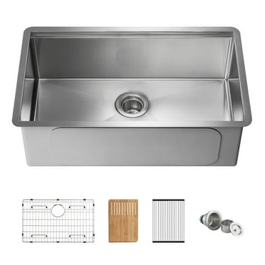 30" Handcrafted 316 Stainless Steel 16 Gauge Single Bowl Workstation Undermount Kitchen Sink