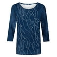 thumbnail image 4 of Ounisa 3/4 Length Sleeve Womens Tops Round Neck Loose Cute Spring Summer Tee Shirts Dressy Casual Print Blouses Tunic, 4 of 9