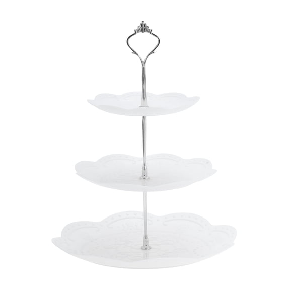 Unique Bargains 3 Tier Dessert Cupcake Stand Holder Round Cup Cake Tower White