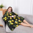 thumbnail image 5 of Oversized Wearable Blanket Hoodie,Yellow Lemon Fruit Flowers Black Pattern Sherpa Blanket Hoodie with Super Pockets,Super Warm Fuzzy Pullover for Women & Men, 5 of 6