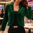 thumbnail image 7 of Yyeselk Women's Long Sleeve Velvet Shrug Cardigans Cocktail Party Open Front Elegant Cropped Bolero Cardigan Top Green XXXL, 7 of 7
