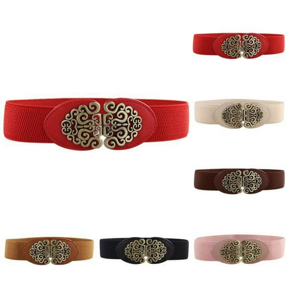 Women's Alloy Flower Vintage Leather Belt Strap In Beige