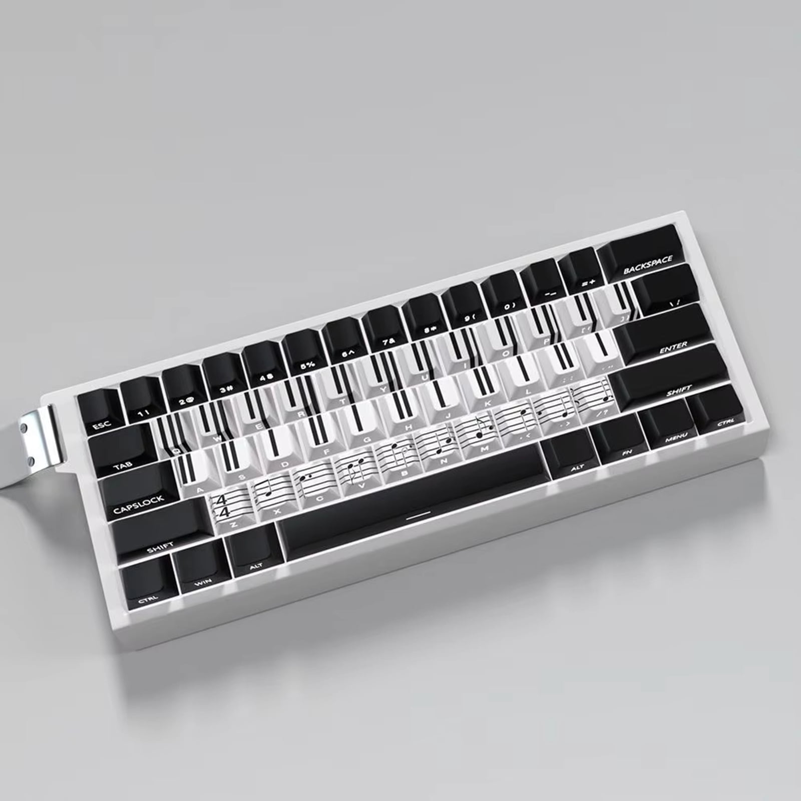 74Key Side Print Backlit Keycap Set Piano Key Theme Transparents for 60 61 65 67 68 Gaming Keyboards Keycap