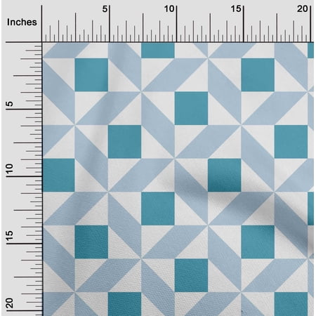 oneOone Georgette Viscose Fabric Triangle|Parallelogram & Square Geometric Printed Fabric 1 Yard 42 Inch Wide
