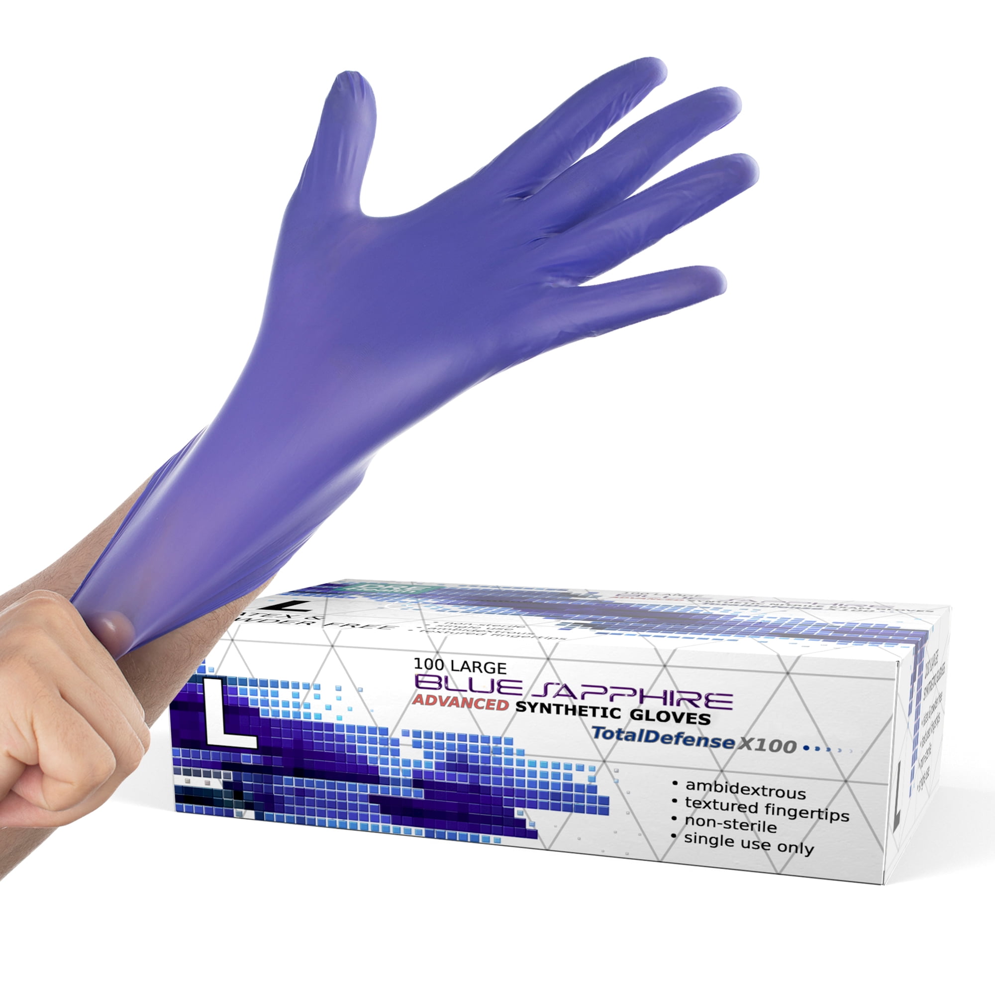 Dre Health Synthetic Gloves, Large 100 Pack Powder Free Disposable