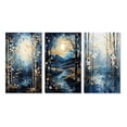 thumbnail image 2 of Designart "Birch Woods Moonlit Euphony VI" Floral Wall Art Set Of 3 - Blue Tree Birch Canvas Set For Living Room Decor, 2 of 7