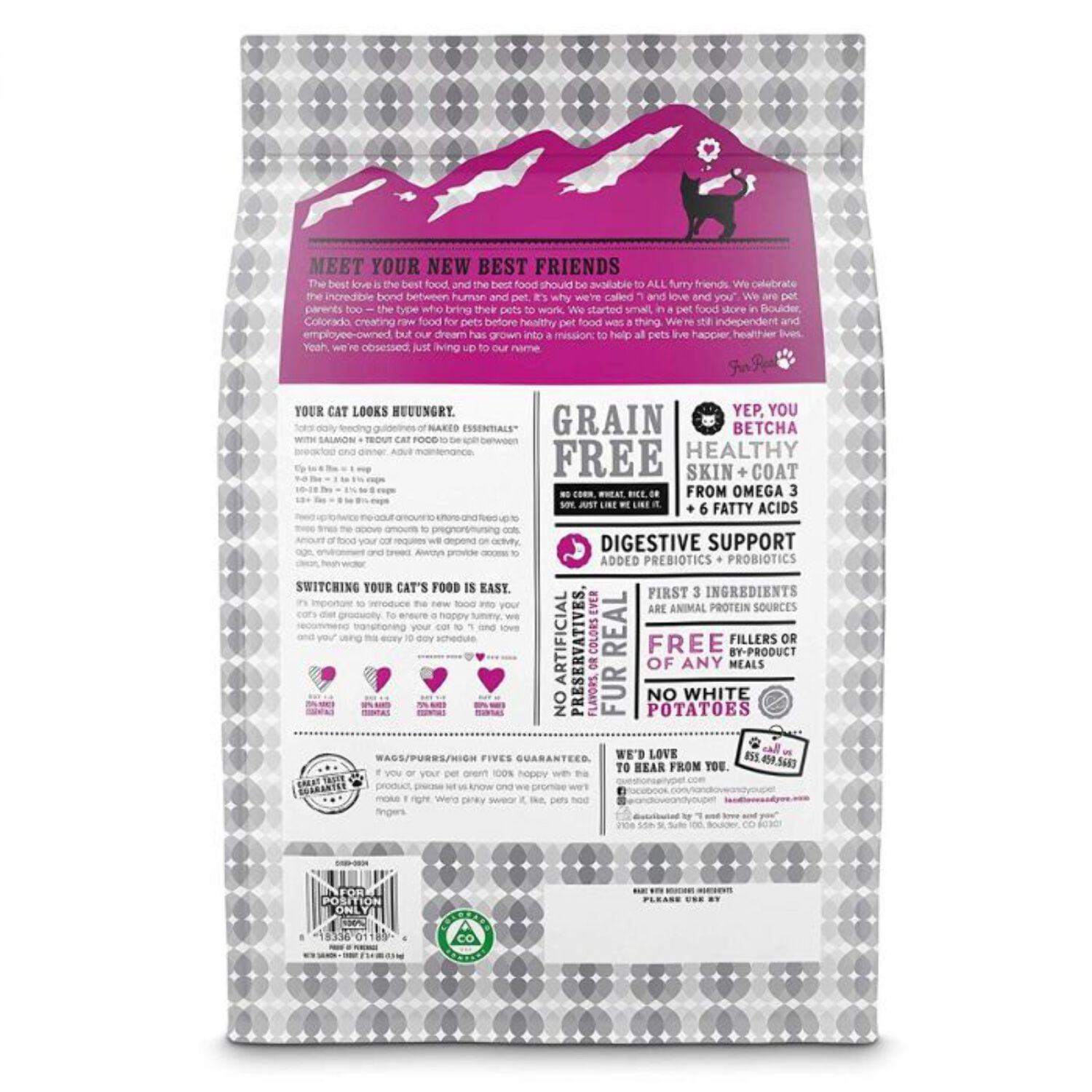 "I and love and you" Naked Essentials Trout & Salmon Flavor Dry Cat Food, Grain-Free, 3.4 lb. Bag