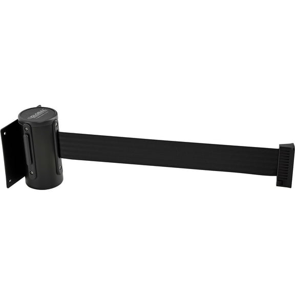 Global Industrial Wall Mount Retractable Belt Barrier Black Case W/7-1/2' Black