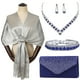 thumbnail image 4 of Conjunto de 5 piezas de joyas de plata con diamantes de imitación para mujer, collar y pendientes de circonita hueca para Halloween, bodas, fiestas nupciales, accesorios de noche, 4 of 4