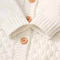 thumbnail image 6 of FYMNSI Baby Boy Girl Knitted Sweater Romper Long Sleeve Hoodie Jumpsuit Newborn Infant Winter Clothes Hooded Overall 0-6 Months White, 6 of 6