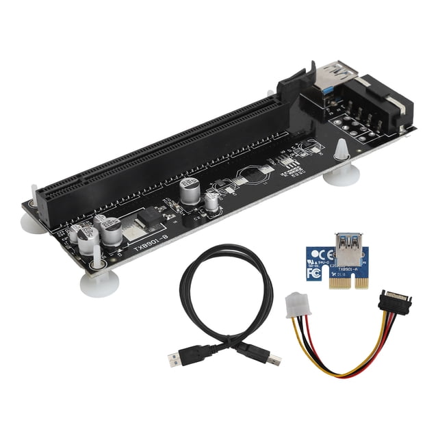 Tarjeta adaptadora vertical PCIE Mine Board alimentada por minería con cable USB 3.0 de 60 cm Cable de alimentación SATA de 15 pines a 4 pines