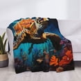 thumbnail image 4 of Throw Blanket for Couch Sofa and Bed, Colorful Flower Sea Turtle Soft Plush Throw Blanket, Fuzzy Cuteness Comfy Warm Washable Flannel Blanket Throws for All Season, 4 of 8