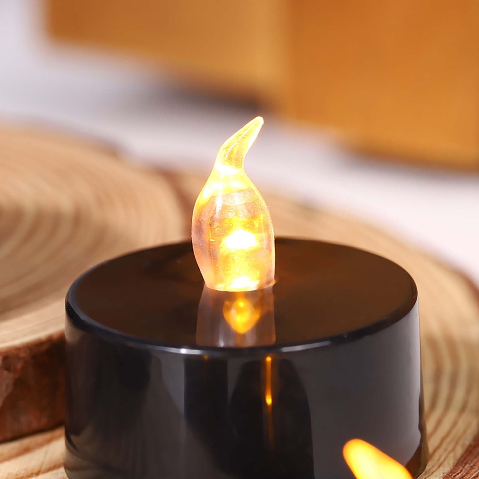 PEIBang 24pcs Halloween Flameless LED Tea Lights,1.50" Height x 1.50" Diameter,Warm Orange Flickering Candles for Party Camping Decorations,Battery Operated
