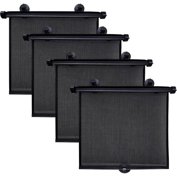 EcoNour  Premium Car Window Shades (4 Pack) | Retractable Roller Sunshade for Kids & Baby | UV & Heat Protection | Privacy Blackout Curtain Shades | Easy Install Car Window Shade | 15" x 17"