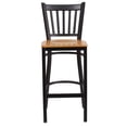 thumbnail image 3 of HERCULES Series Black Vertical Back Metal Restaurant Barstool - Natural Wood Seat, 3 of 9