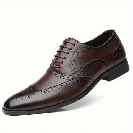 

DONGGTGDZ Durable and Stylish Wing-tip Brogues with PU Uppers SIZE‘s Lace-up Dress Shoes for Business Office Wedding Party Non-Slip and Wear-Resistant