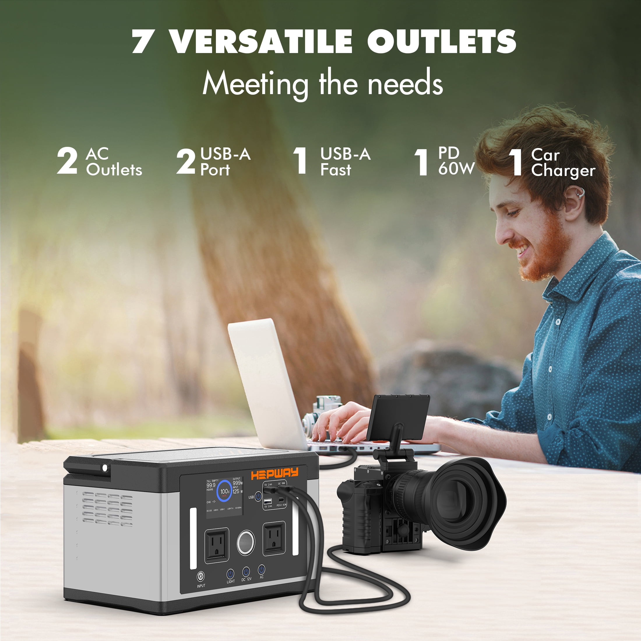 HEPWAY Euler P700 Portable Power Station 700W (Surge 1000W) 577Wh Solar Generator 120V AC Outlets, 3000+ Cycles Solar Power Bank for Home Backup Battery Emergencies, Camping & RVs, Blackout, CPAP
