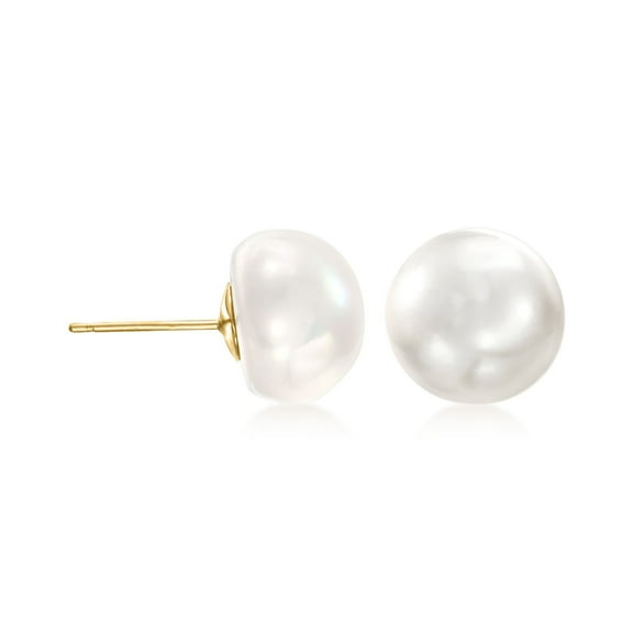 Ross-Simons 10-11mm Cultured Button Pearl Stud Earrings in 14kt Yellow Gold, Women's, Adult