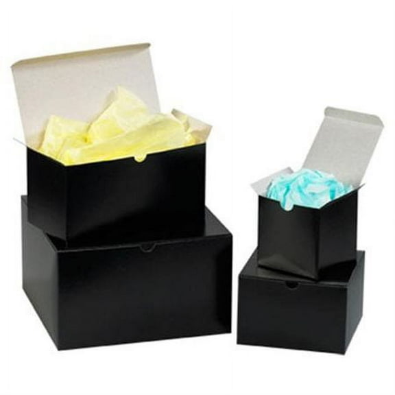 Partners Brand Black Gloss Gift Boxes 6" x 6" x 6", Case of 100