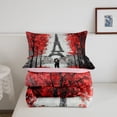 thumbnail image 5 of Erosebridal Paris Bedding Set King Size Red Grey Eiffel Tower Comforter Set for Teens Bedroom Decor Watercolor Cherry Blossoms Comforter Couple Retro Grey Building Quilt Comforter 2 Pillow, 5 of 7