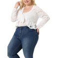 thumbnail image 4 of Agnes Orinda Plus Size Cardigan for Women Lace Bolero Shrug 3/4 Sleeve Tie Front Elegant Bolero Cardigan 3X White, 4 of 6