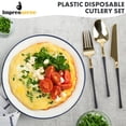 thumbnail image 5 of Impresserve Plastic Disposable Cutlery Set w/ Forks, Knives & Spoons, Infinity Design, Black & Gold, 40 Count, 5 of 5