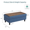 thumbnail image 2 of LINSY HOME 46" Large Ottoman with Storage, Ottoman Coffee Table, Upholstered Storage Bench for Living Room, Bedroom or Entryway, Blue, 2 of 8