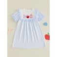 thumbnail image 5 of Toddler Little Girl Back to School Outfit First Day of School Pre Kindergarten Plaid Smocked Short Sleeve Dress Summer Clothes 2-7T, 5 of 9
