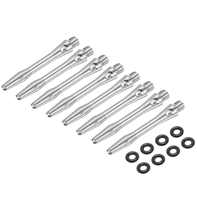 Uxcell 8Pcs Ejes de Dardos de Aluminio con Rosca 2BA, Accesorios de Reemplazo con Anillos de Goma para Punta de Acero, Plata 35mm
