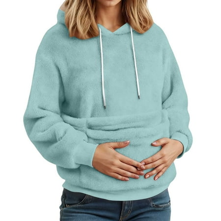 Women s Pullover Hoodies with Cat Dog Pocket - Cute Sweater Jumper with Pet Bag - Long Sleeve Autumn Winter Plus Size Sweatshirt Jumper Hoodie Blue M